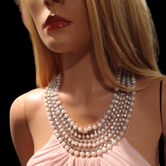 Juno Pink Long Jeweled Top Formal Dress - Picture 8 of 12